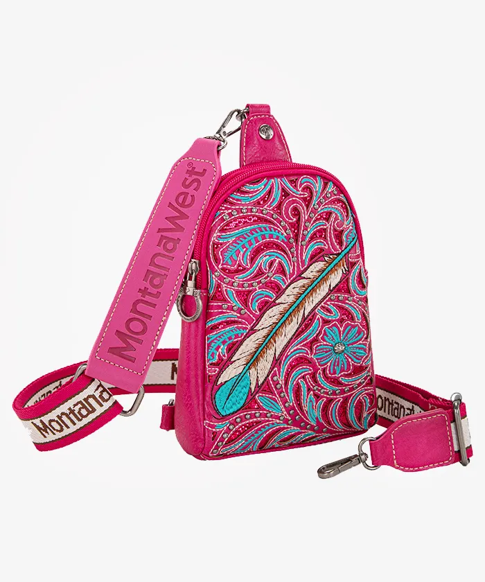 Montana West Floral Feather Sling Bag