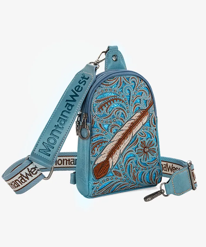 Montana West Floral Feather Sling Bag
