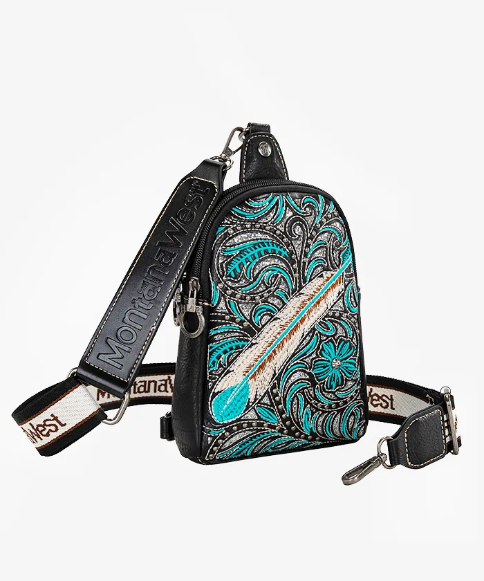 Montana West Floral Feather Sling Bag
