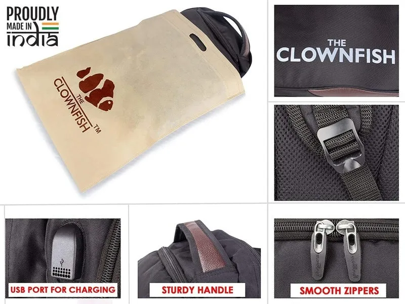 THE CLOWNFISH 30 Ltrs Black Laptop Backpack (TCFBPPO-ABRSKBL13)